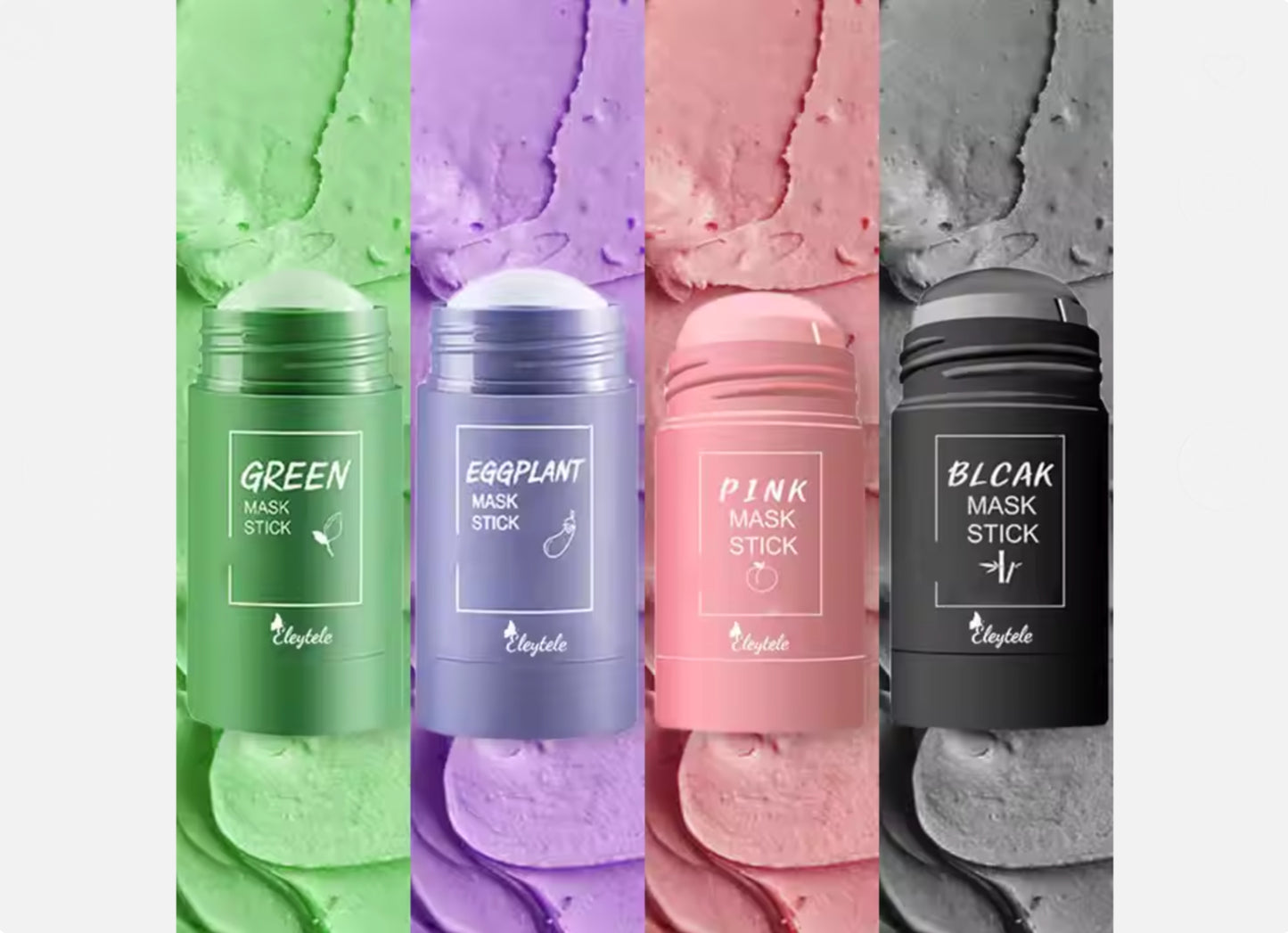 Private Label Face Clay Mask Skin Care Beauty Products Eggplant Purifying Mask Facial Clay Mud Solid Green Tea Mask Stick Set