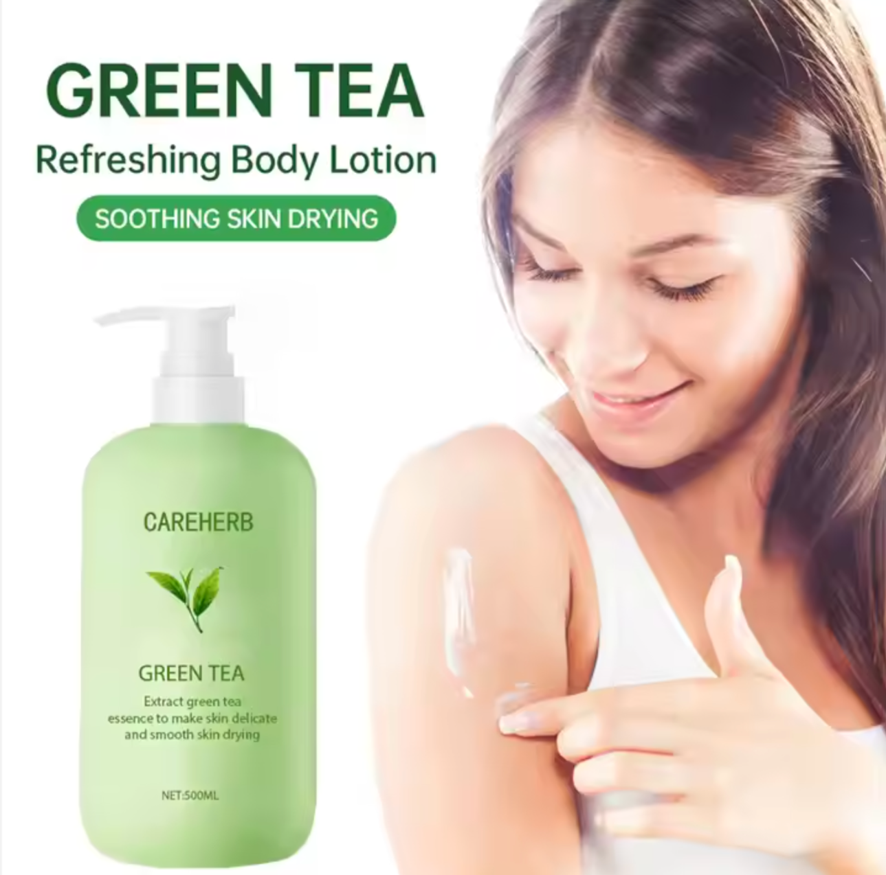 Custom Logo Natural Organic Cream Moisturizing Lightening Refreshing Smoothing Green Tea Body Lotion