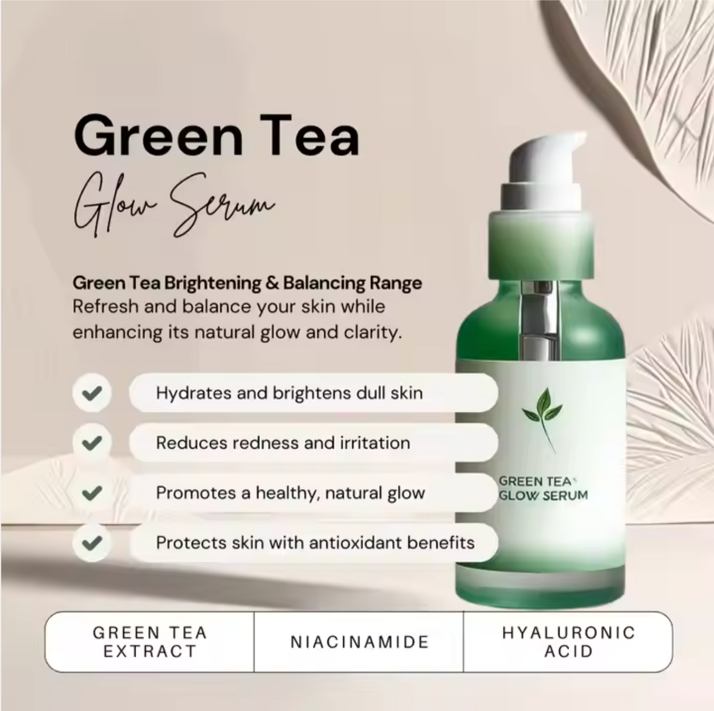 Customizable Green Tea Face Serum. Nourishing and Pore-Minimizing Serum for All Skin Types